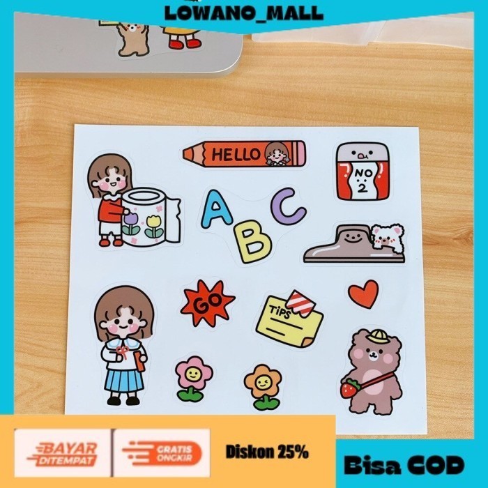 

[[LOWANOMALL6]] TERLARIS Sticker Stiker Transparan Anti Air Korea Lucu Dekorasi Jurnal DIY GO COD