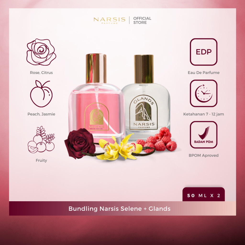 [BUNDLING PACKAGE] Paket Parfum Pria Wanita Tahan Lama Original ( NARSIS Selene + NARSIS Glands )