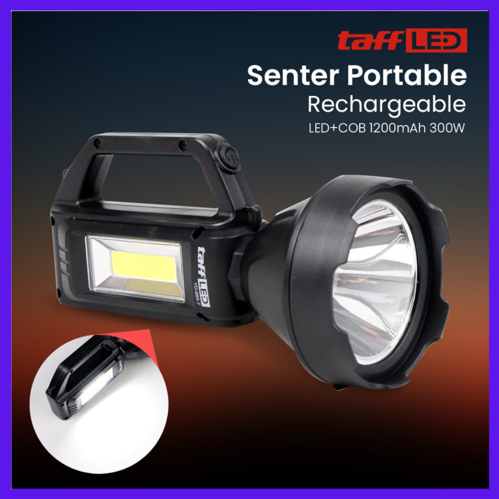 TokoMaspul-Senter Led Senter Mendaki Gunung Kuat  Senter Portable  LED+COB 1200mAh 300W - YD-899-7 -