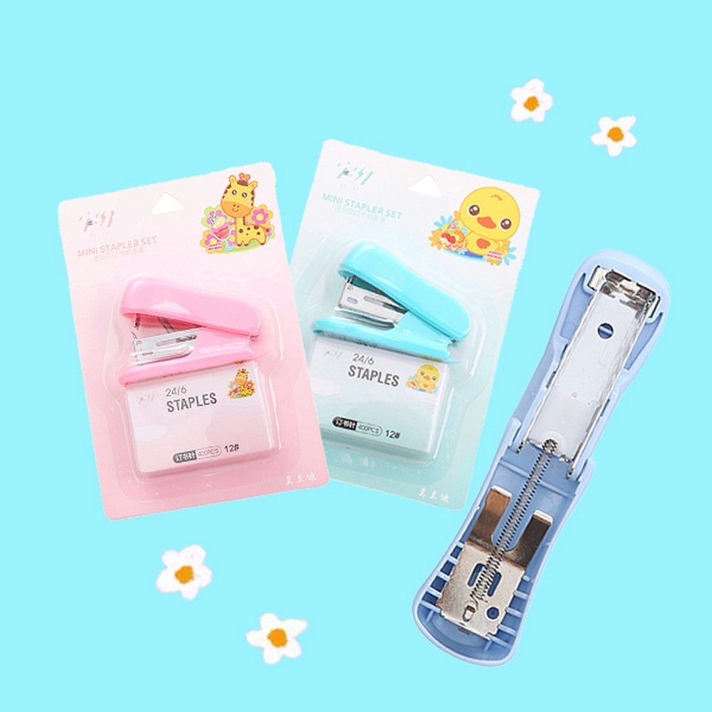 

Staples Mini Set Karakter Animal Warna Pastel Portable / Stapler Kecil Set Isi Hekter 24/6 Stasionary Perlengkapan Kantor Import A50