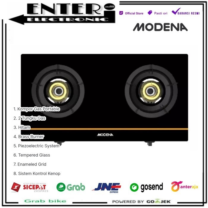 MODENA PC2721 L - KOMPOR GAS PORTABLE 2 TUNGKU MODENA PC 2721 L LM LD - PC 2721 LM