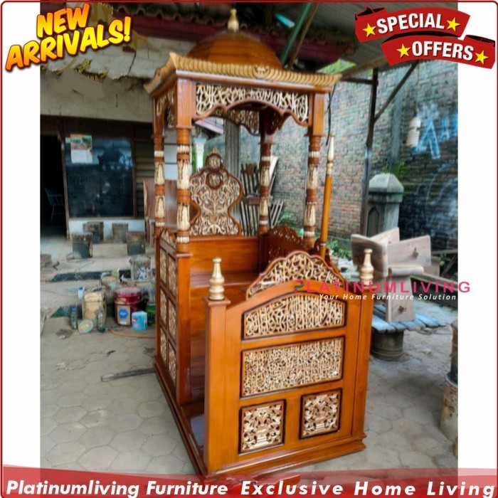 Mimbar masjid besar kaligrafi terbaik kayu jati tpk Furniture Jepara