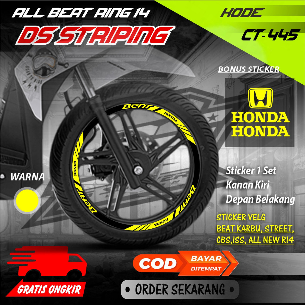 Ct-445 Cutting Stiker Velg variasi pelek motor Beat Ring 14 murah keren