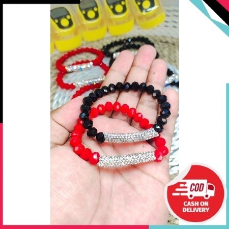 gelang kristal tali karet elastis dan serut