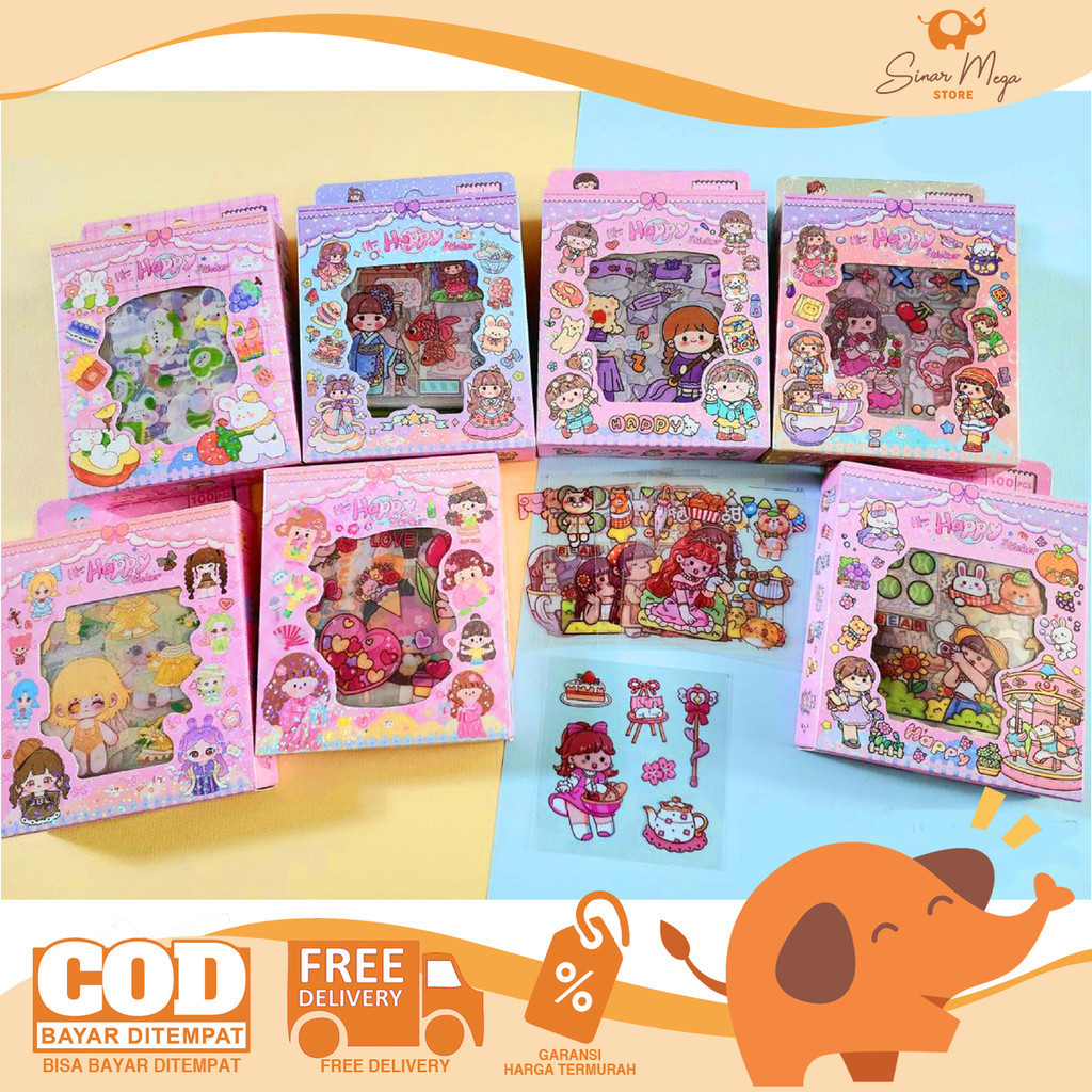 

Fancy Mini Sticker Box JBE-X4 Stiker Boks Seri HAPPY Stiker Saku