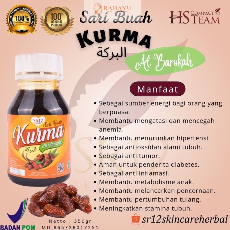 

SR12 SARI BUAH KURMA 350GR / KURMA SUMBER ENERGI METABOLISME ANTIOKSIDAN MENURUNKAN HIPERTENSI PUSAT SR12 SUMATERA