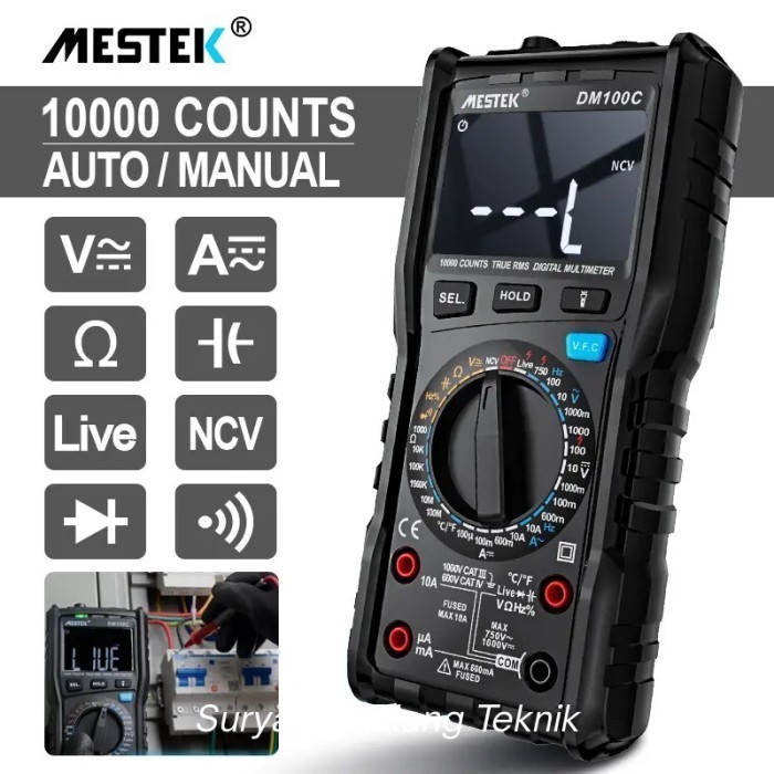 Digital Multimeter DM100C Mestek Multitester Voltage Current DM-100C