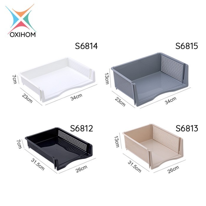 

Oxihom Rak Susun Rak Dokumen Kertas Stationary Plastik Stackable Tray - s6815, black