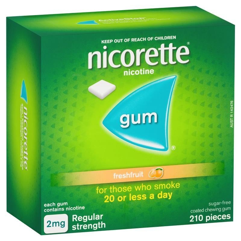 

Nicorette Quit Smoking Regular Strength Nicotine Gum Freshfruit 210 Pack 2mg