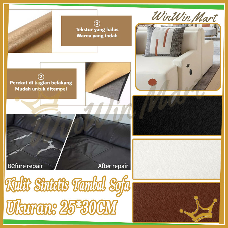 WWM 4PCS Kulit Sintetis Tambal Sofa/Stiker Kulit Tambal Jok Motor/Memperbaiki Tambalan Kursi Sofa Ta