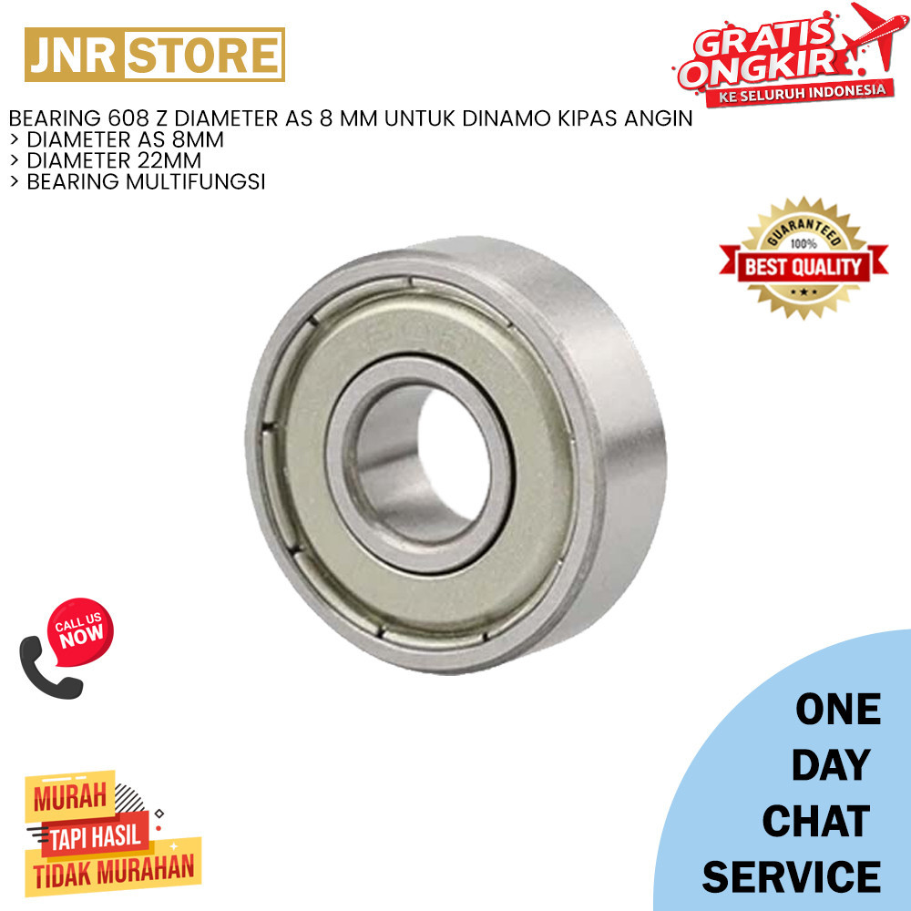 BEARING 608 Z DIAMETER AS 8 MM UNTUK DINAMO KIPAS ANGIN JUNIORELECTRIC