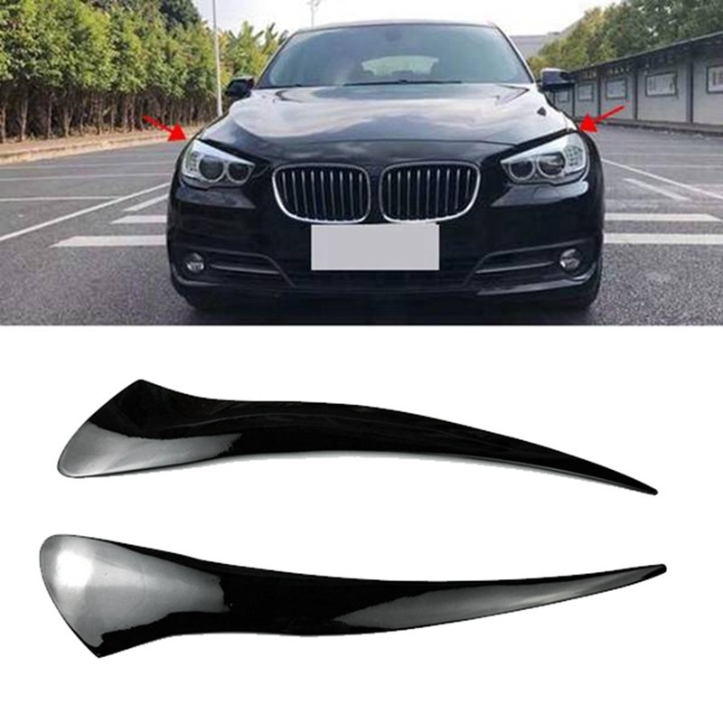 

Car Front Headlight Cover Head Light Lamp Eyelid Eyebrow Trim For BMW 5 Series GT GT528 GT535 GT550 F07 2010-2017 Resin