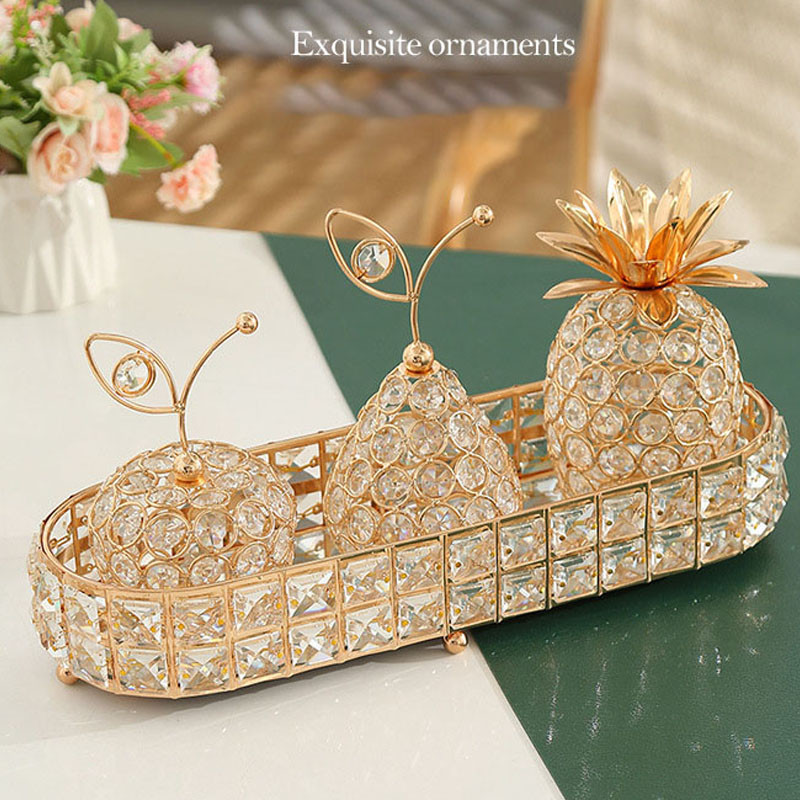 Nampan Kaca Kristal Gold / Nampan Mewah Aesthetic / Tray / Nampan Persegi Panjang / Nampan Bulat /