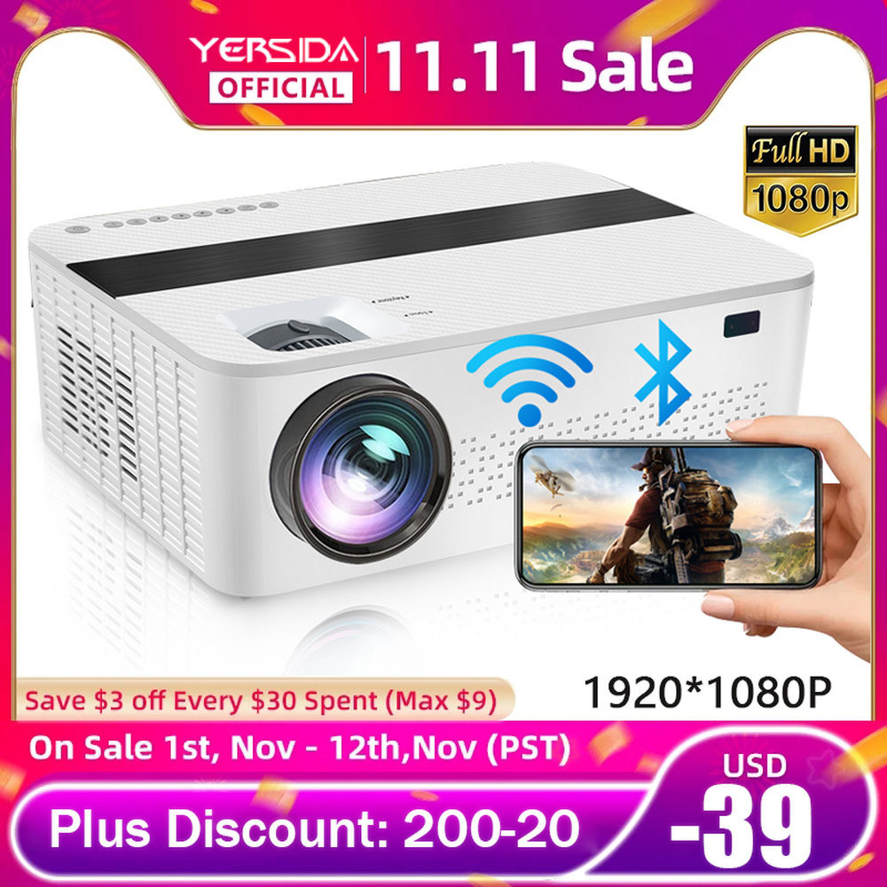 New YERSIDA H6 HD Projector 1080P 5G WiFi Bluetooth Projector 4K with 450" Display 2022 Upgraded 950
