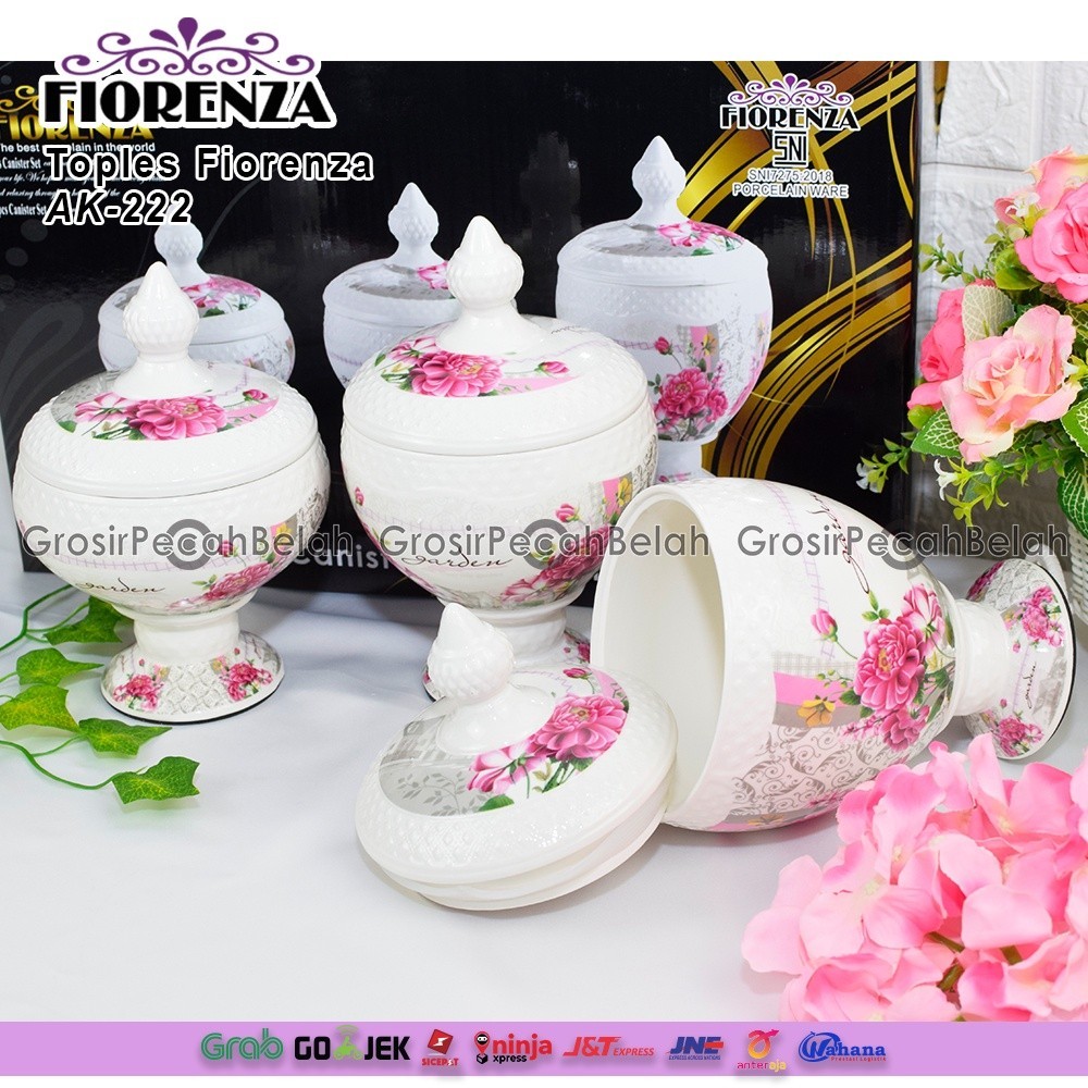 Toples Keramik Set Permen Kue Fiorenza Motif Bunga AK-222// PRODUK MURAH PROMO SALE