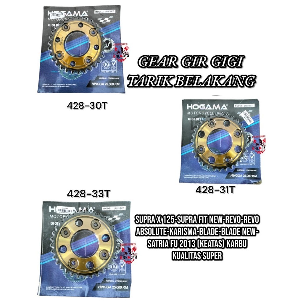 GEAR GIR GIGI TARIK BELAKANG 428-30T 31T 33T SUPRA X 125 FIT NEW REVO KARISMA BLADE SATRIA FU KARBU 