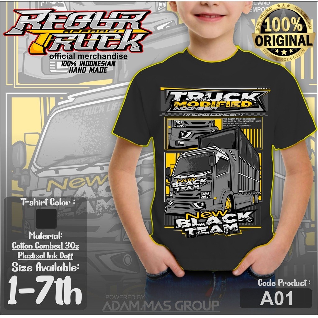 KAOS TRUCK ANAK TERBARU  NEW BLACK TEAM/KAOS DISTRO ANAK/KAOS ANAK LAKI LAKI/KAOS TRUCK MANIA/KAOS A