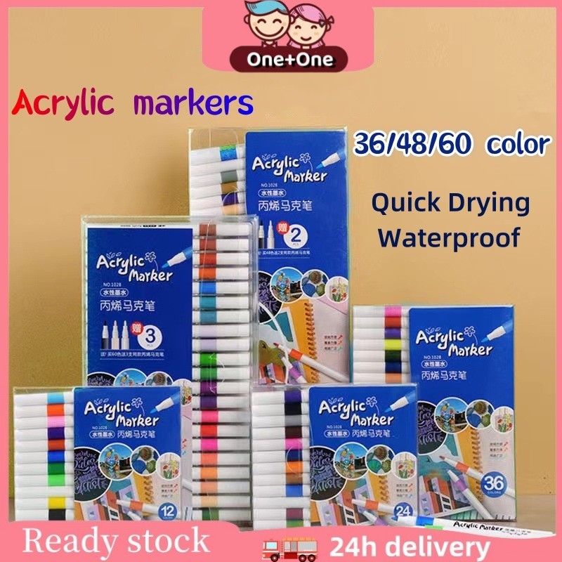 

（COD）One+One Spidol Akrilik Marker Set 12/24/36/48/60/80/96 Warnas Paint Marker