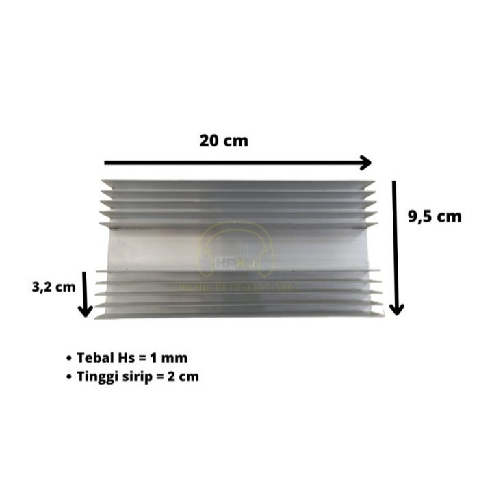 HEATSINK HEAT SINK PENDINGIN POWER 20CM 5 SIRIP 10 sirip 1mm