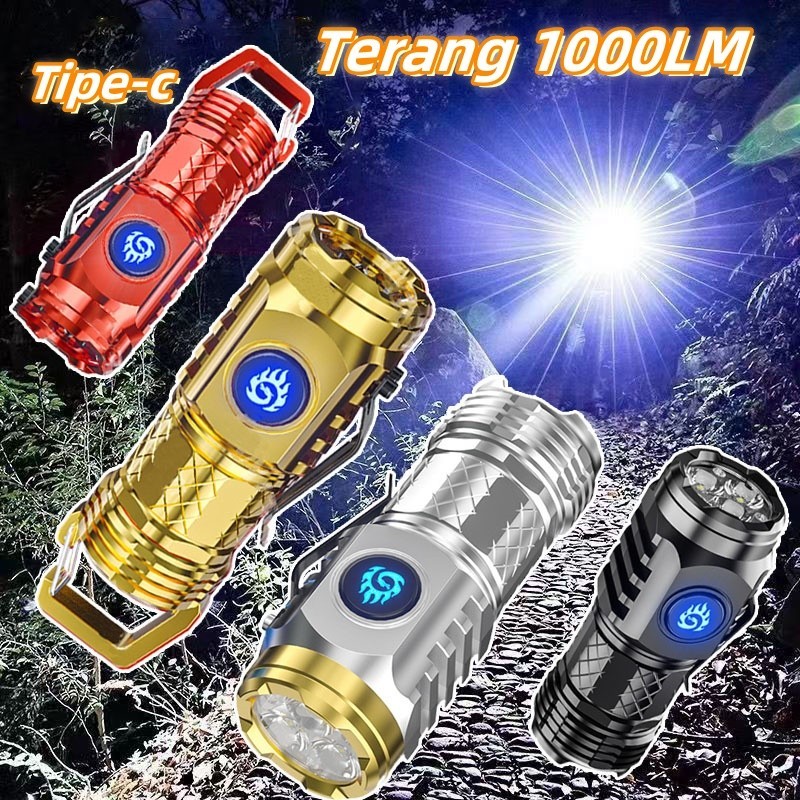 Lampu Senter Led Senter Senter Super Mini Jarak Jauh 1000M Senter Led Zoom Olahraga Berkemah Lampu S