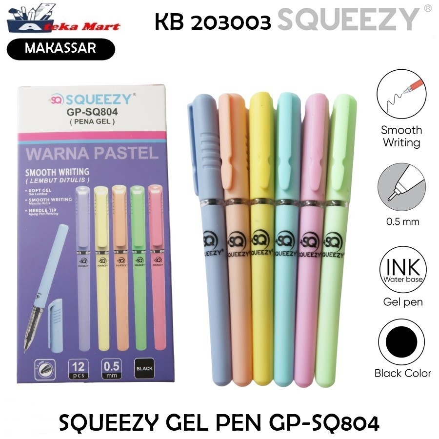 

Squeezy GP-SQ804 Balpen Jel Hitam 1 Pack/12 Pcs / Ballpoint Smooth Writing