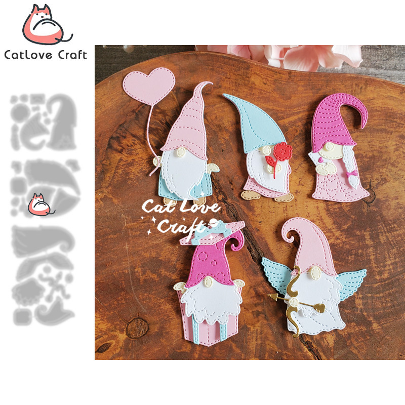 

Catlove Valentines Day Gnomes Metal Cutting Dies Scrapbooking Stencil Die Cuts Card Making DIY Craft Embossing New Dies For 2022