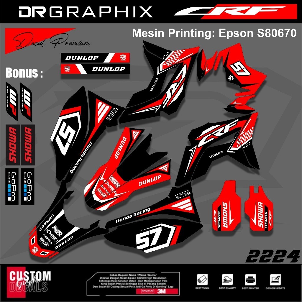 Decal Sticker Variasi Aksesories Motor Honda CRF 150 L Stiker List Full Body Original Free Laminasi 