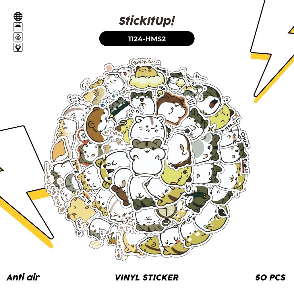 

COD✨ 100 Pcs Stiker Pack Hamster V2 Lucu Lucu Aesthetic Vynil Waterproof untuk Freebies Sticker Buku Journal Casing HP Laptop