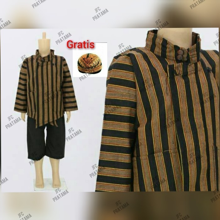 [KUALITAS TERBAIK] Baju Surjan Anak / Baju + Celana + Blangkon / XXXL Kemeja Lurik - M