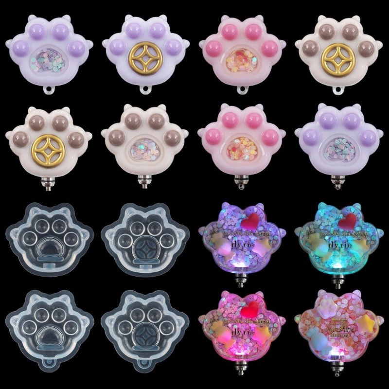 

Cute Cat Paw Quicksand Silicone Molds Epoxy Resin Casting Mold DIY Craft Keychain Pendant Mold Handmade Jewelry Tool