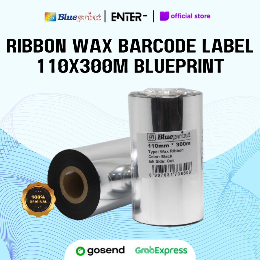 

Ribbon Wax Barcode Label 110x300m BLUEPRINT Thermal Transfer Ribbon