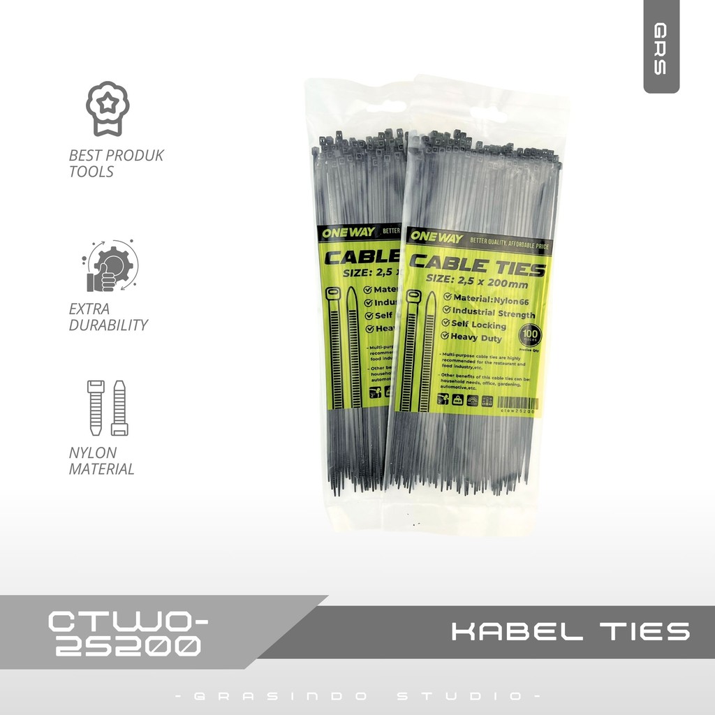 

MM Kabel Ties Nylon 2,5 x 200 / Kabel Tie Nylon 20 cm Warna - Warni / Kabel Tis Nylon ONE WAY 2,5 X 200 CTWO25200