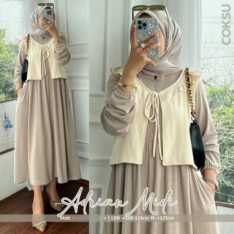 Ramadhan Sale - ADRIAN MIDI DRESS CRINKLE AIRFLOW LD 110 // MIDI DRESS WANITA // MIDI MUSLIMAH OOTD 