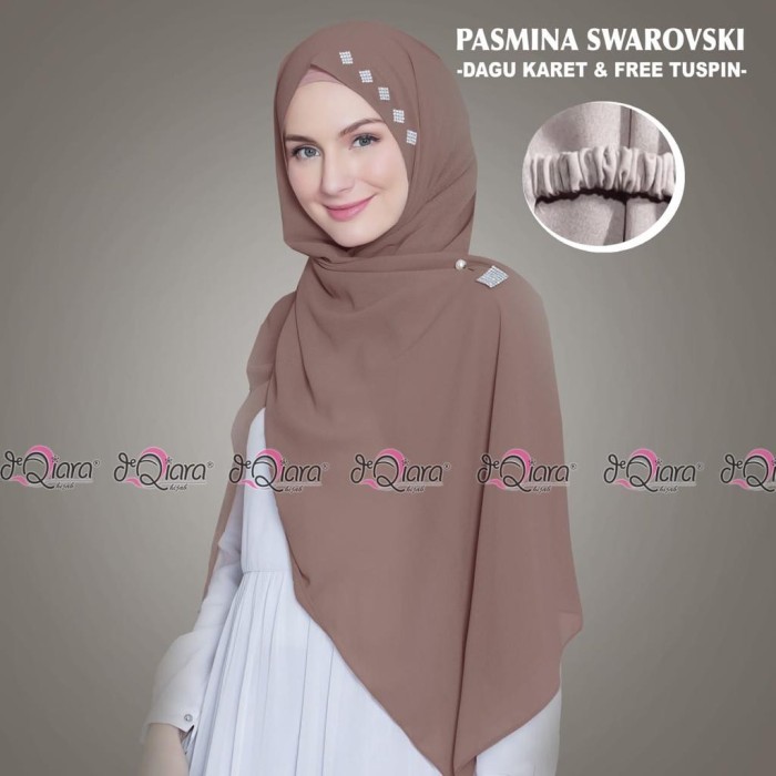 Jilbab Instan Pashmina Karet Swarovski Free Tuspin Ori Deqiara - HITAM