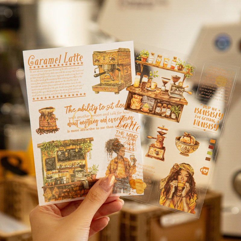 

Mr. Paper 4 styles 20pcs/pack dual material stickers coffee weekly series DIY handbook decorative stickers