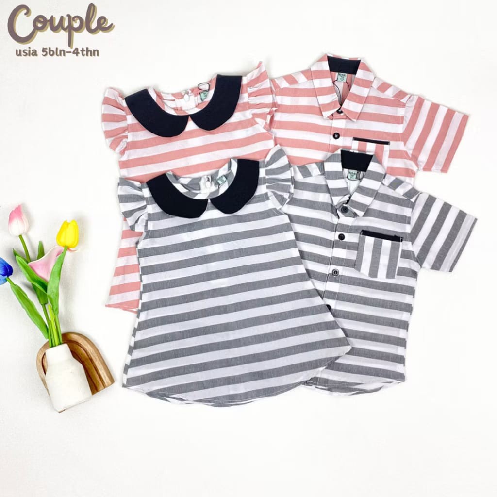LITTLE BARI - Kelvin Kids - Little Stripe - Baju Couple Anak Perempuan dan Laki-laki Umur 1-4 tahun