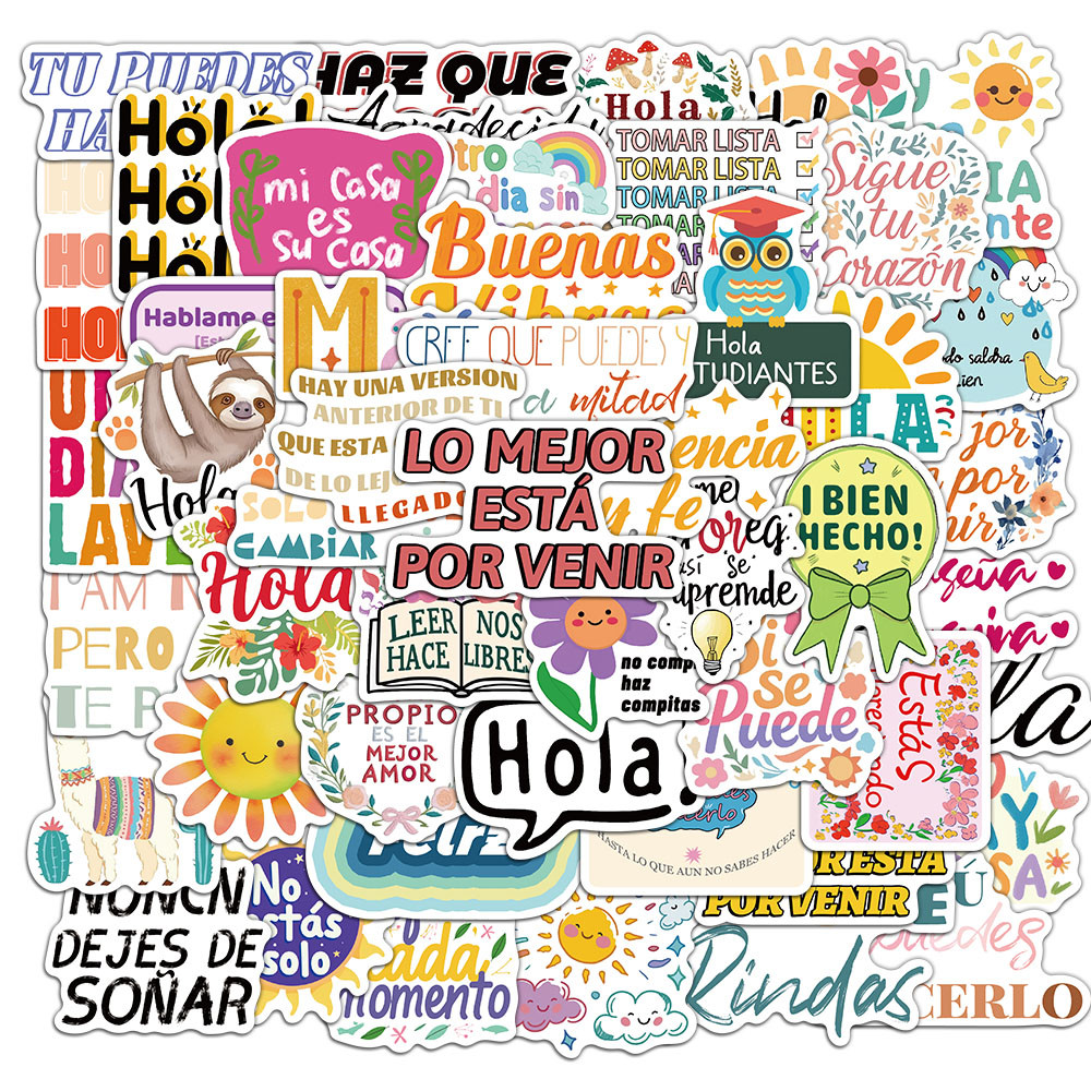 

50PCS Spanish Motivational Stickers Cute and Exquisite Account Materials Phone Cases Laptop Suitcases Water Cups Waterproof