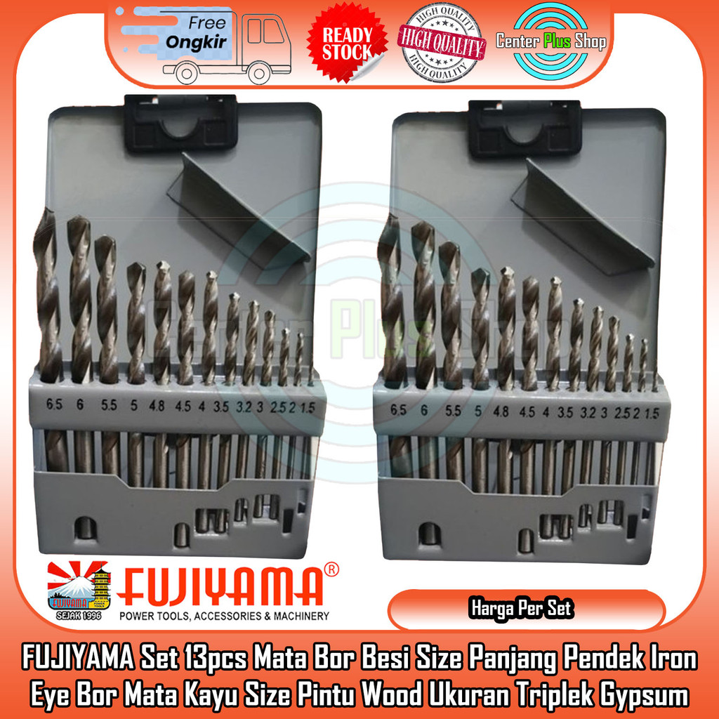 FUJIYAMA Set 13pcs Mata Bor Besi Size Panjang Pendek Iron Wood Besi Kayu Twisted Drill Putar Lubang 