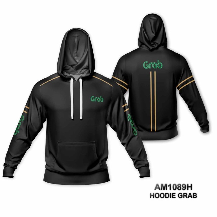Jaket Hoodie GRA B Ojol HITAM terbaru Custom Fullprint AM1089H