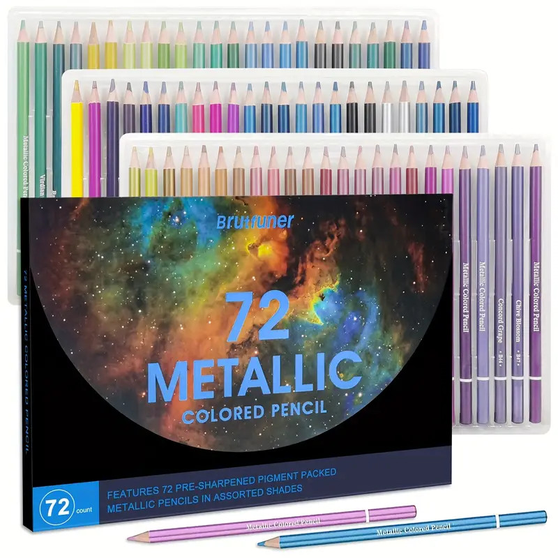 

Brutfuner 50/72 Piece Metallic Colored Pencils Set Soft Wood Drawing Pencil Sketch Pencil Kit For Artist Student Art Supplies