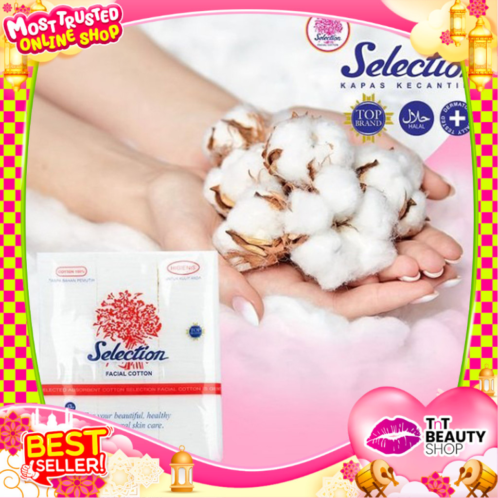 Kapas Selection Facial Cotton Kotak | Kapas Kotak 75gr 50gr 35gr | Tnt Beauty Shop