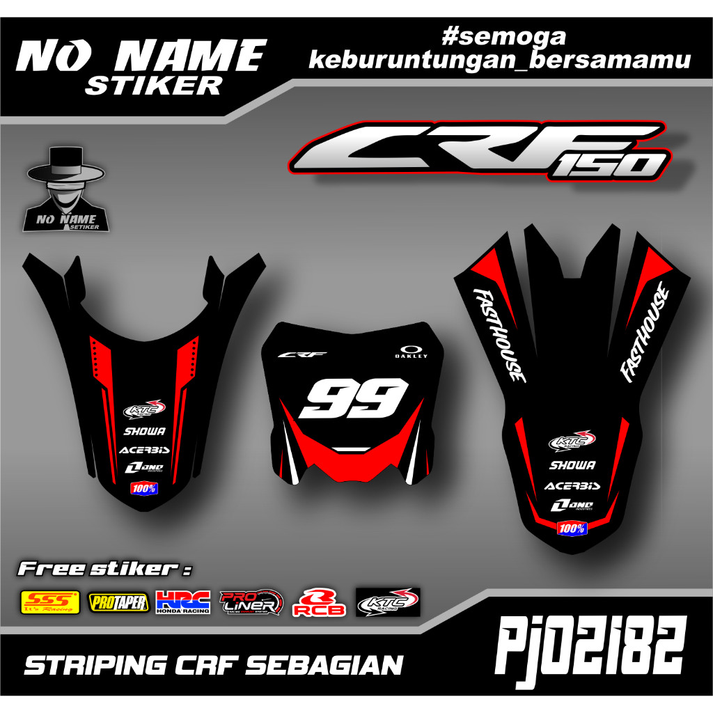 Sticker decal papan nomor + spakbor CRF 150 L- minimalis -Dekal CRF 150 L Trail Supermoto