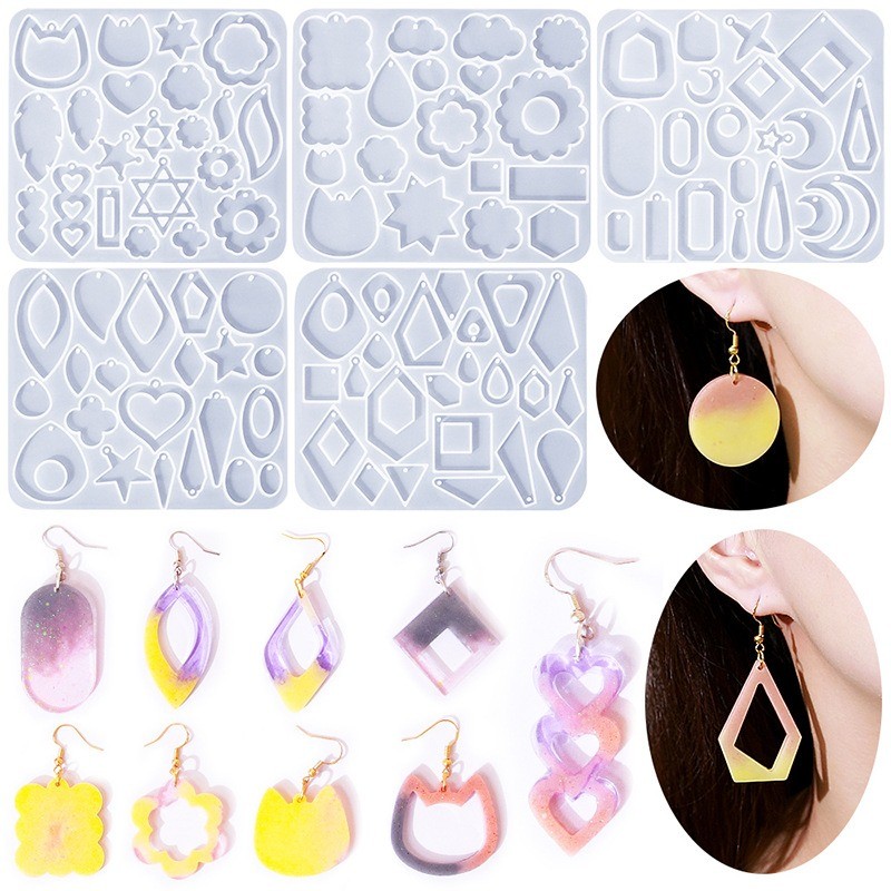 

Geometric Series Love Heart Moon Earrings Silicone Mold DIY Pendant Earrings Resin Mold Jewelry Handmade Crafts Decoration