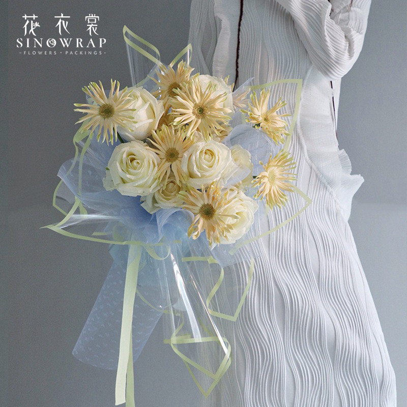 

(5Lembar)Flower Wrapping Paper / Clear Line Opp Kertas Buket Bunga Cellophane List Transparant Bening