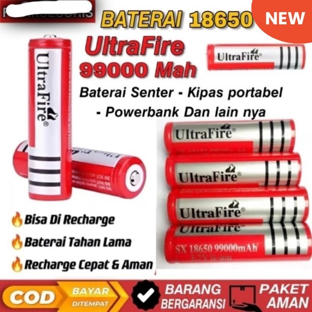 Baterai 18650 / Baterai Senter / Baterai Mini Fan