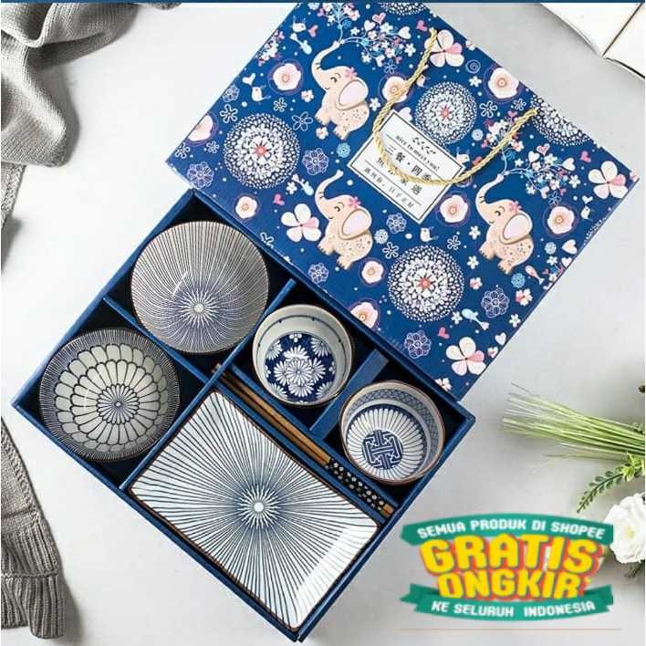 

[Littleapple_O HAMPERS] Set piring mangkok japanese / Eiko 7 piece Japanese style bowl and plate / piring mangkok set / Hadiah / hampers mangkok / hampers piring / souvenir/ New kado