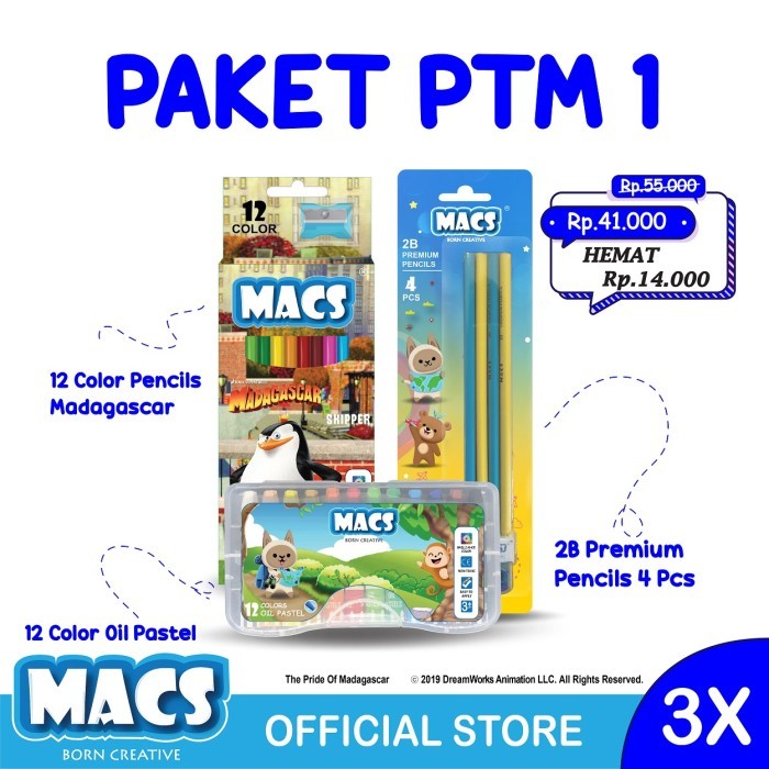 

[New]Promo Paket PTM1 MACS Pensil 2B Pensil Warna Crayon