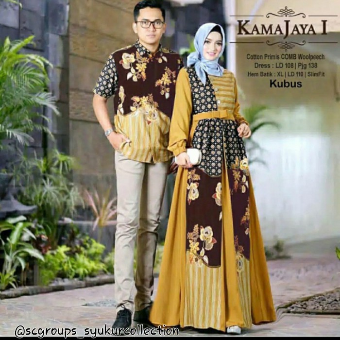 BATIK COUPLE,SARIMBIT, GAMIS MODERN,KEBAYA BRUKAT KEMEJA PRIA TERBARU - mustard