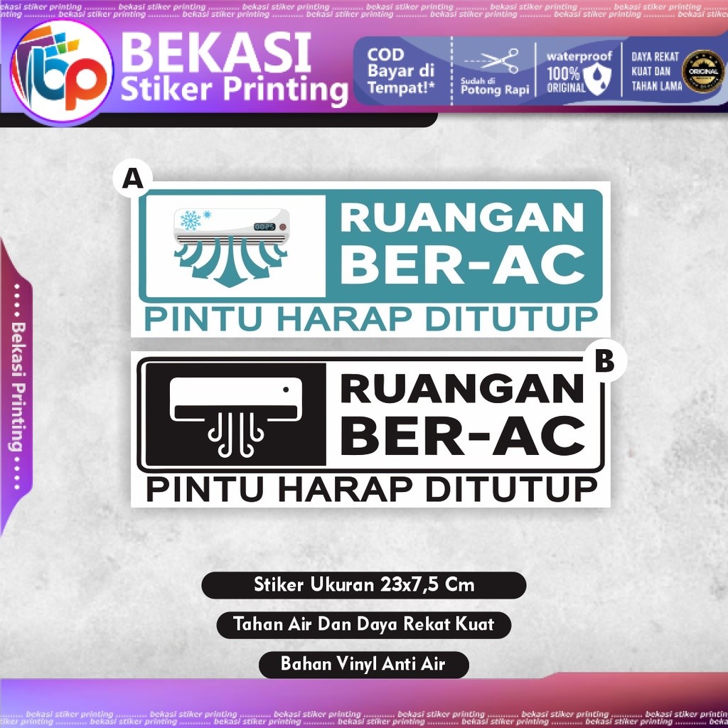 

Stiker Ruangan Ber Ac pintu harap ditutup Stiker Ruangan AC