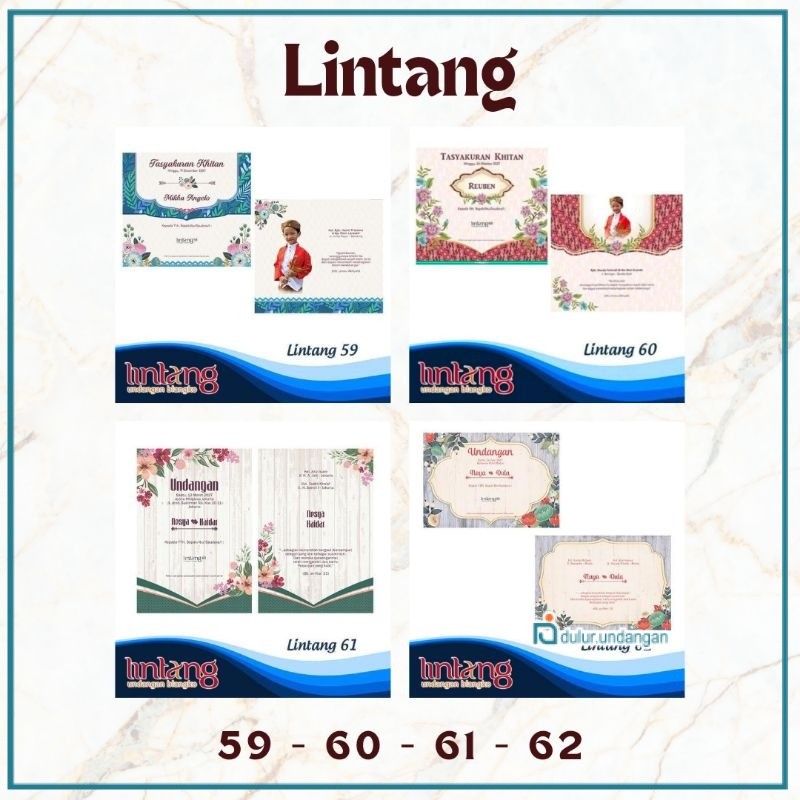 Undangan Lintang 59, 60, 61, 62 Undangan Pernikahan / Ngunduh Mantu / Khitanan / Orang Tua Model Ele